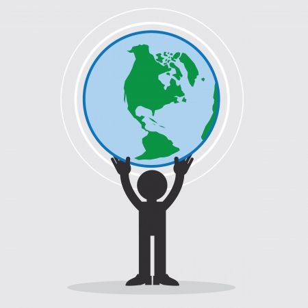 Figure holding up the planet earthのイラスト素材