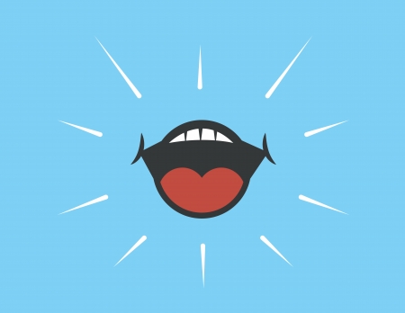 Mouth shouting with blue backgroundのイラスト素材