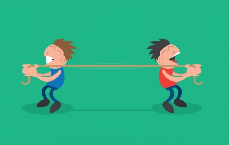 Two people pulling rope in opposite directionsのイラスト素材