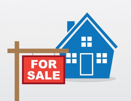 House with red for sale sign outsideのイラスト素材