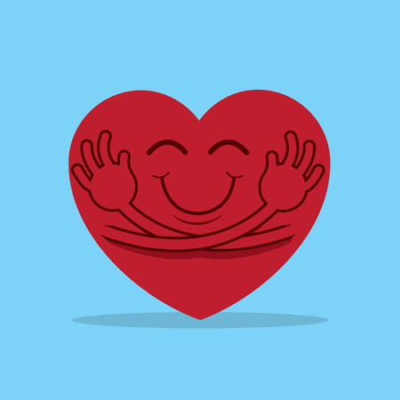 Large cartoon heart hugging itselfのイラスト素材