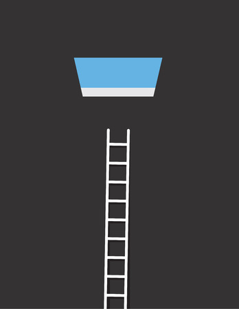 Ladder leading up to an open window to the skyのイラスト素材