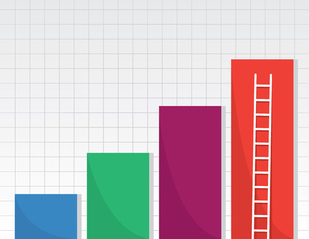 Bar Graphs with ladder on the last barのイラスト素材