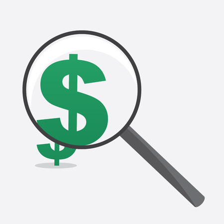 Large Magnifying glass with dollar signのイラスト素材
