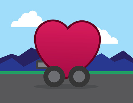 Car in the shape of a heartのイラスト素材