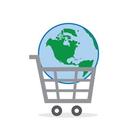 Shopping cart symbol with globe insideのイラスト素材