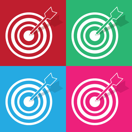 Bullseye and arrow in various colorsのイラスト素材