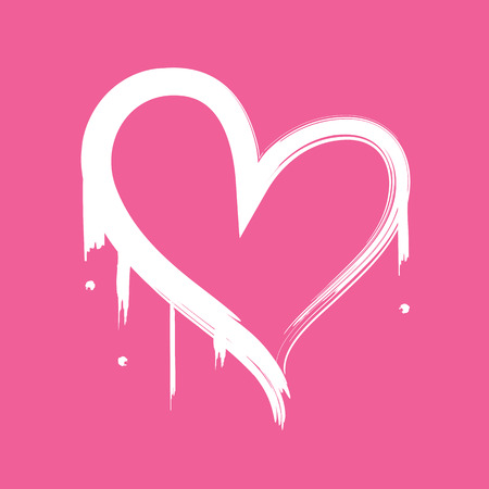 Freshly painted heart outline with pink backgroundのイラスト素材