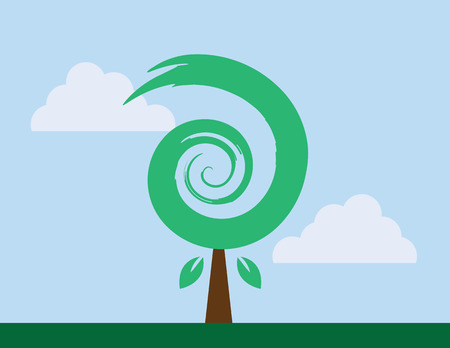 Tree with a brushed spiral designのイラスト素材