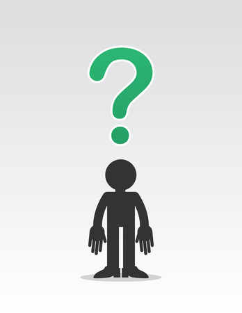 Figure with floating question mark above headのイラスト素材