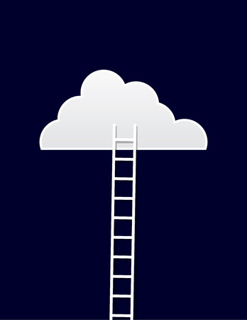 Ladder standing against cloud in the skyのイラスト素材