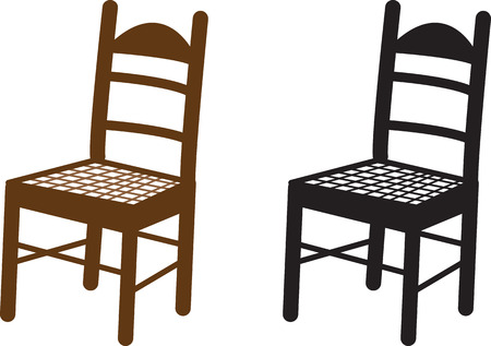 Wooden chair in brown and black silhouetteのイラスト素材