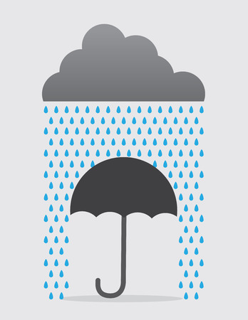 Umbrella Stopping raindrops from cloudのイラスト素材