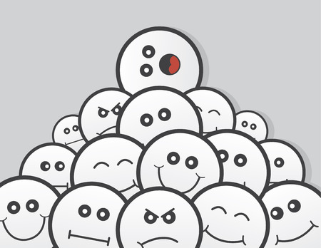 Round faces piled up in various expressionsのイラスト素材