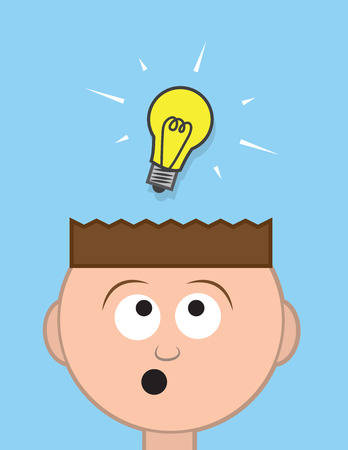 Head with floating light bulb ideaのイラスト素材