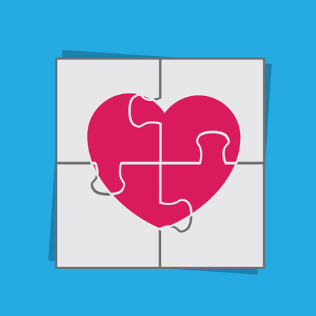 Puzzle piecing together large heartのイラスト素材