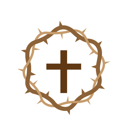 Cross surrounded by wooden crownのイラスト素材