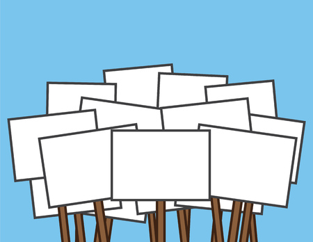 Large blank white protest signsのイラスト素材