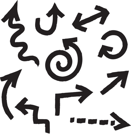 Arrow doodles going in different directionsのイラスト素材