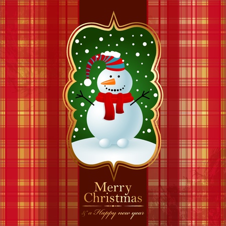 Christmas vintage background with snowman.のイラスト素材