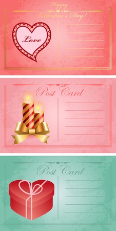 Vintage valentine's day cute postcards illustration.のイラスト素材