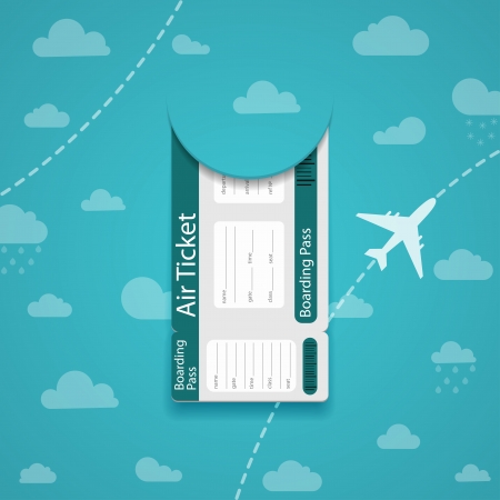 Air ticket on sky background illustration のイラスト素材