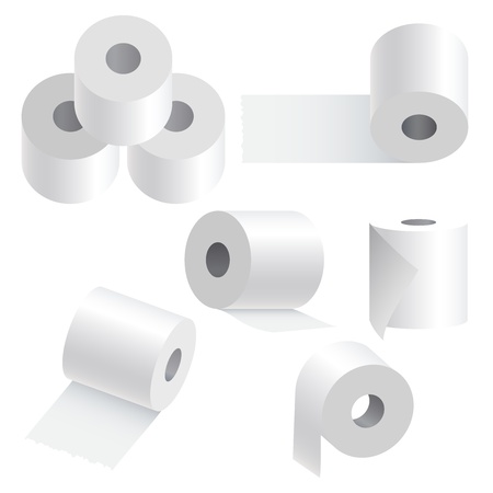 Toilet paper set on white background illustration のイラスト素材