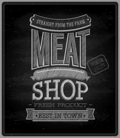 Meat shop - Chalkboard. Vector illustration.のイラスト素材