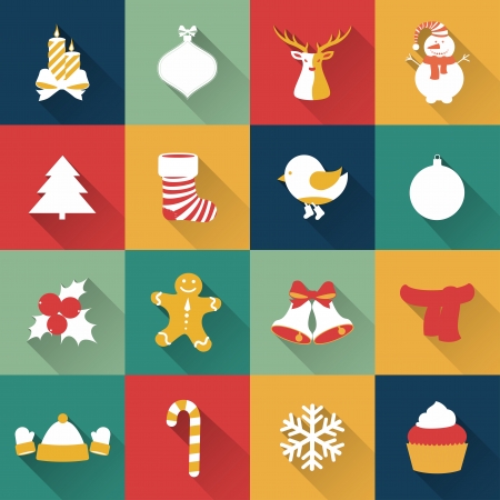 Set of Christmas and New Year objects. Vector illustration.のイラスト素材