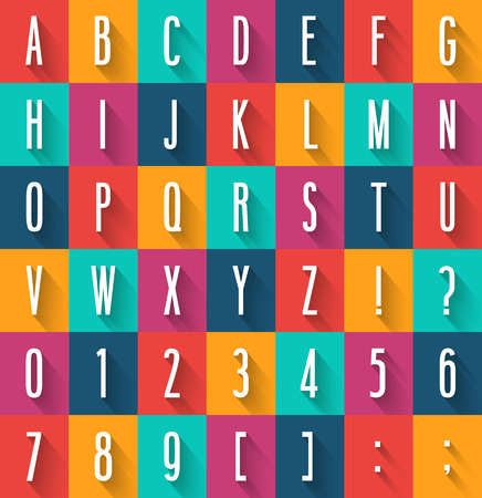 Flat font with shadow effect illustration.のイラスト素材