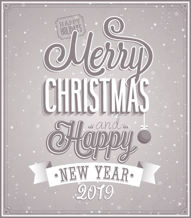 Merry Christmas and Happy New Year typographic design. Vector illustration.のイラスト素材