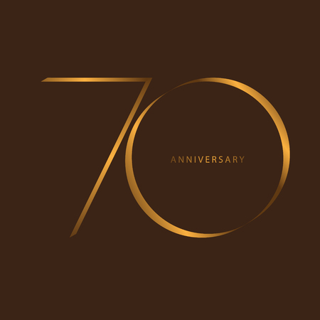 Handwriting celebrating, anniversary of number 70th year anniversary, Luxury duo tone gold brown for invitation card, birthday, backdrop, label or stationaryのイラスト素材