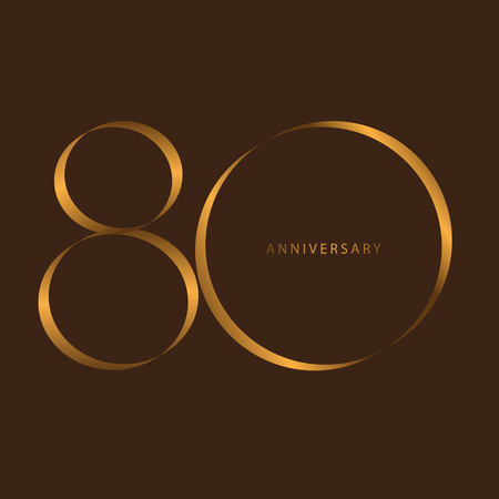 Handwriting celebrating, anniversary of number 80th year anniversary, Luxury duo tone gold brown for invitation card, birthday, backdrop, label or stationaryのイラスト素材