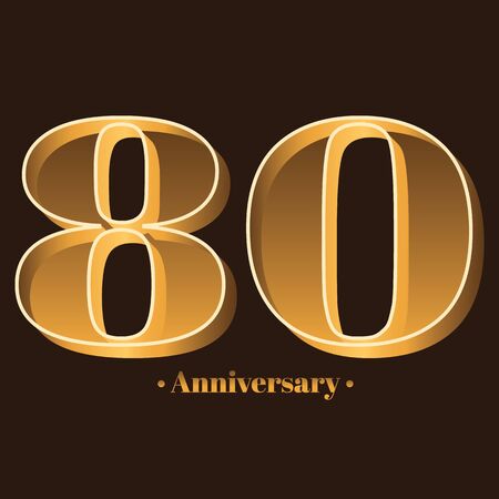 Handwriting, Celebrating, anniversary of number 80 - 80th year anniversary, birthday. Luxury duo tone gold brown for invitation card, backdrop, label,  advertising or stationaryのイラスト素材