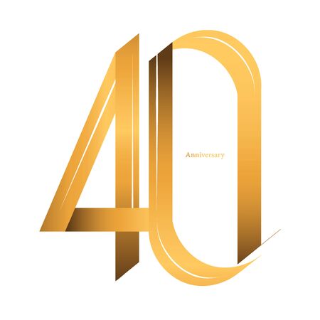 Handwriting celebrating, anniversary of number 40 40th year anniversary, Luxury duo tone gold brown for logo, icon, decorate, invitation card, birthday, backdrop, label or stationaryのイラスト素材