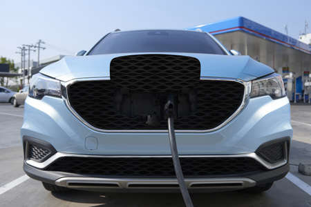 Broken blood vessels, Subconjunctival Hemorrhage, Broken capillaries in the eye of caucasian womanの写真素材