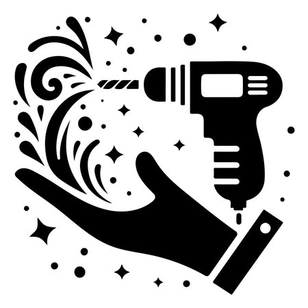 Creative Power Drill in Hand Iconのイラスト素材