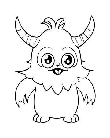 Printable Monster coloring pages for kids, monster line art, monster educationのイラスト素材