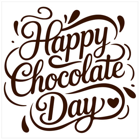 Happy chocolate day swirled calligraphy design with artistic curves and sweet celebration vector illustrationのイラスト素材