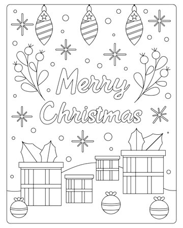 Christmas Day Coloring Page For Kidsのイラスト素材