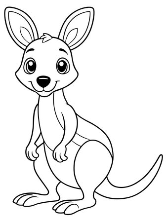 Agile wallaby coloring page with printable cute australian animal illustration for childrenのイラスト素材