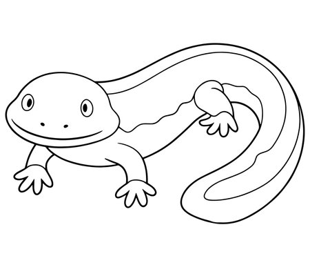 Chinese giant salamander coloring page with fun educational drawing for kidsのイラスト素材