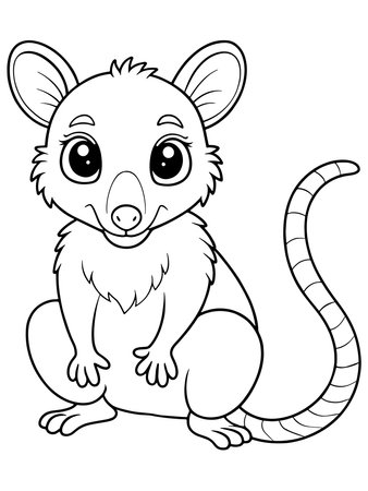 Brush tailed possum coloring page with adorable animal illustration for childrenのイラスト素材
