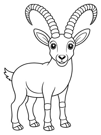 Goat cartoon coloring page with fun animal art crafted for kids? enjoymentのイラスト素材