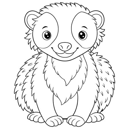 Honey badger coloring page with adorable animal illustration designed for kids&#39; creative funのイラスト素材