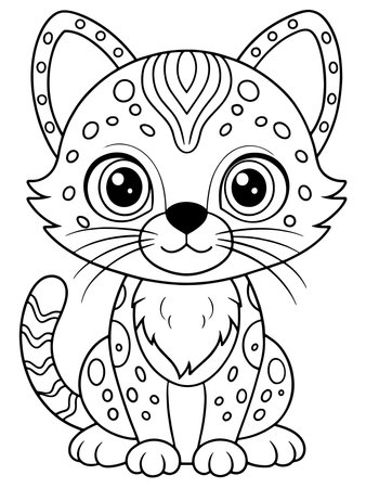 Geoffroy cat coloring page with cute animal art crafted specially for kidsのイラスト素材