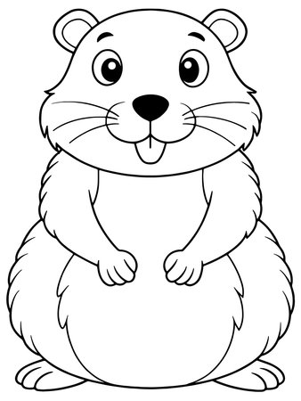Gopher cartoon line art printable coloring page designed for kids&#39; fun activitiesのイラスト素材