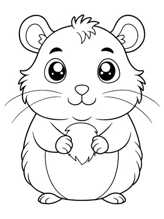 Cute lemming coloring page featuring pet animal drawing perfect for kidsのイラスト素材