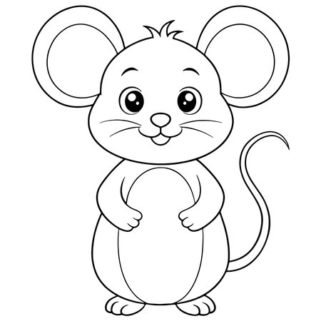 Mouse cartoon coloring page featuring printable design perfect for kidsのイラスト素材