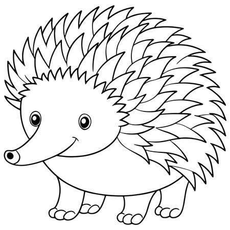Echidna coloring page with printable cute animal illustration made for childrenのイラスト素材
